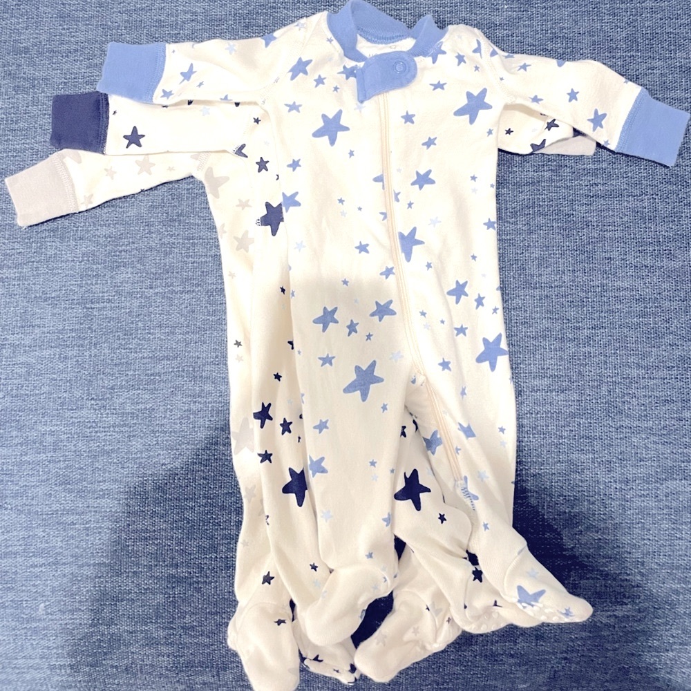 Moon and back by Hanna andersson zippered footies newborn pajamas organic cotton